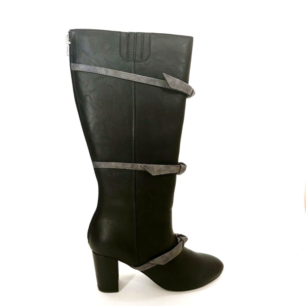 Monroe & Main Shoes Womens Faux Leather Knee High Riding Boot Black 8 New